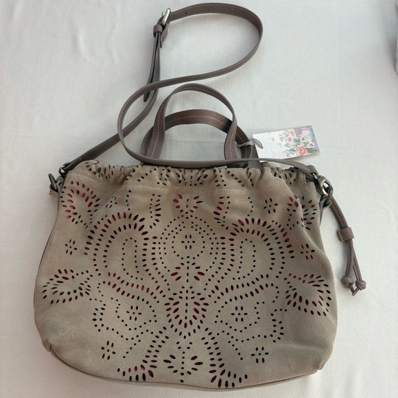 JOHNNY WAS Fiorire Vanessa Crossbody Boho Handbag! New Italian Tan Leather. Boho - Picture 9 of 14